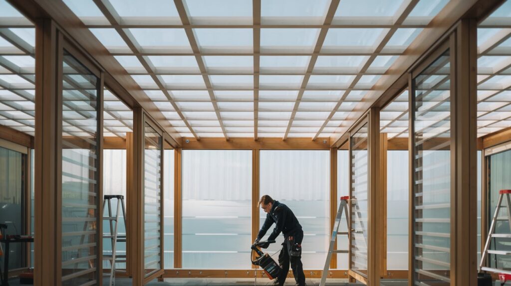 Cómo instalar pérgolas bioclimáticas con acabado de madera y cerramientos de cristal para un diseño elegante y funcional.