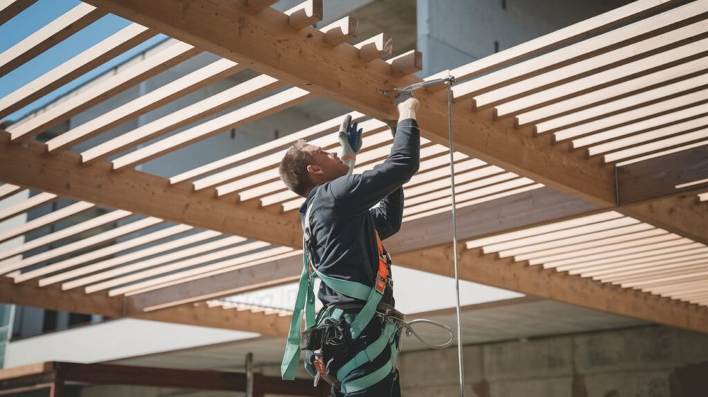 Cómo instalar pérgolas bioclimáticas con acabado de madera y lamas orientables para controlar la luz y la ventilación.