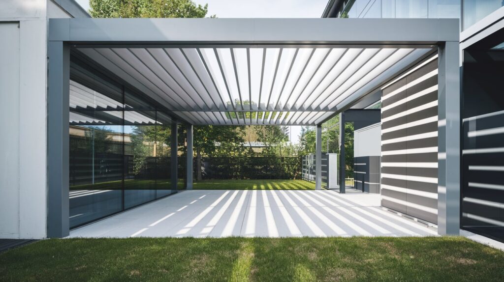 Pérgolas bioclimáticas para jardín en aluminio con lamas orientables para mayor confort.