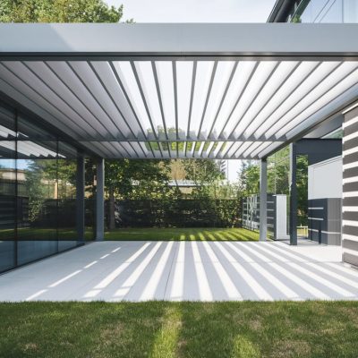 Pérgolas bioclimáticas para jardín en aluminio con lamas orientables para mayor confort.
